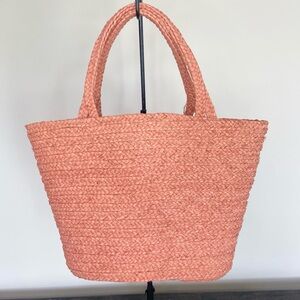 Annabel Ingall NEW Raffia Coral Straw Tote Bag Purse 100% Raphia